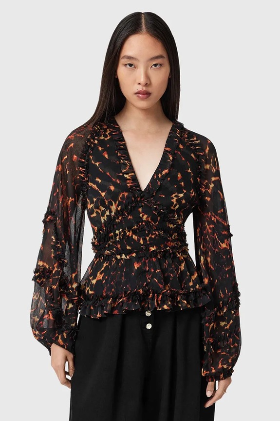 Μπλουζάκι AllSaints επίσημη καφέ W052PD