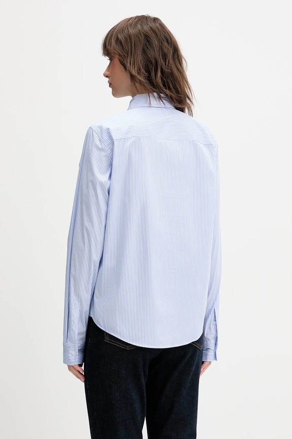 Odzież HUGO koszula damska z bawełną The Essential Shirt 50552601 niebieski
