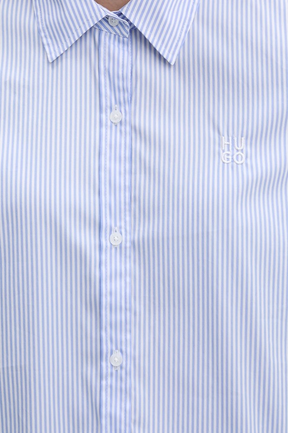 HUGO koszula damska z bawełną The Essential Shirt 50552601 niebieski