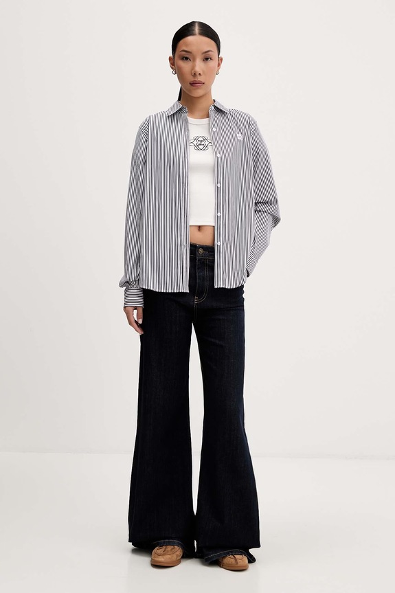 HUGO cămașă de damă cu bumbac The Essential Shirt 50552601 bleumarin SS26