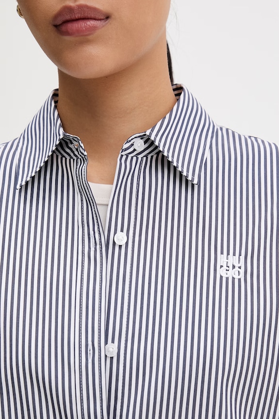 HUGO cămașă pentru femei, cu bumbac The Essential Shirt 50552601 bleumarin