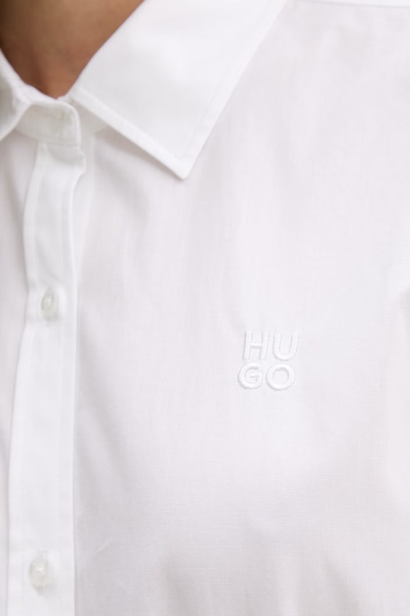 Βαμβακερό πουκάμισο HUGO The Essential Shirt 50552832 λευκό