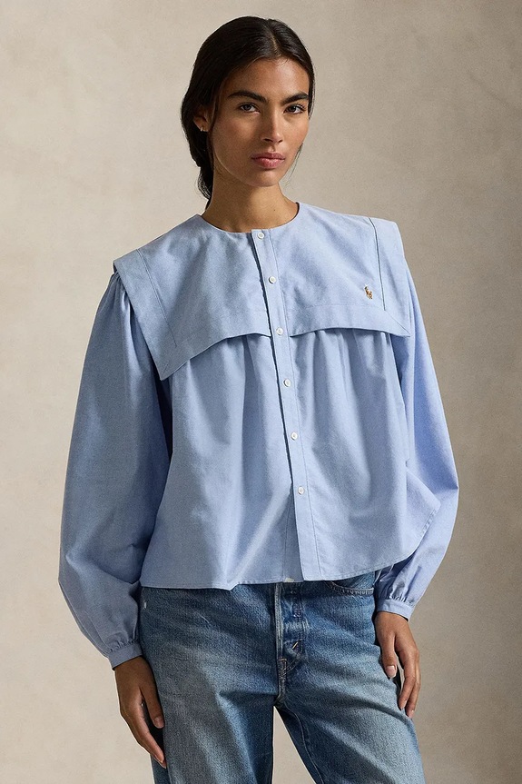 Хлопковая рубашка Polo Ralph Lauren casual голубой 211A96165