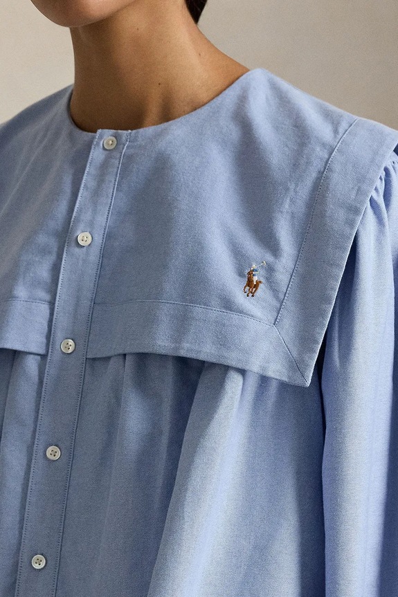 Хлопковая рубашка Polo Ralph Lauren голубой 211A96165