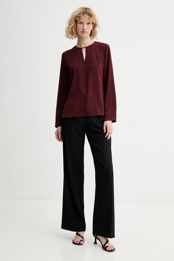 Calvin Klein bluzka LV044E903G bordowy SS26
