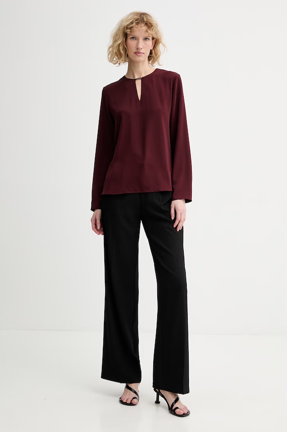 Calvin Klein bluzka LV044E903G bordowy SS26
