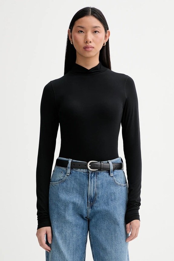 Tričko s dlhým rukávom G-Star Mock slim slim čierna D27968.E299