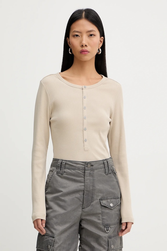 Tričko s dlhým rukávom G-Star Henley slim slim béžová D27975.E136