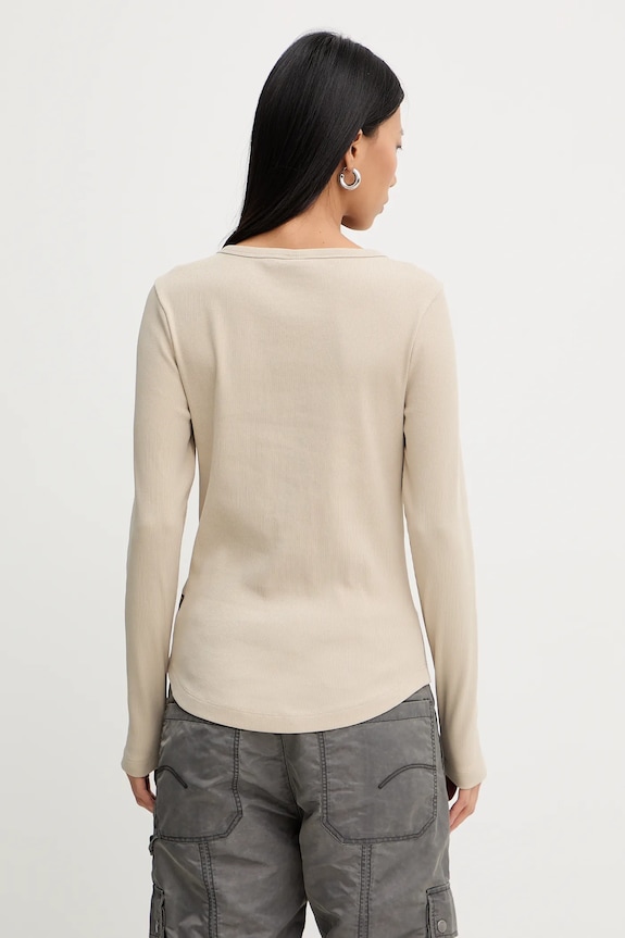 Oblečenie Tričko s dlhým rukávom G-Star Henley slim D27975.E136 béžová