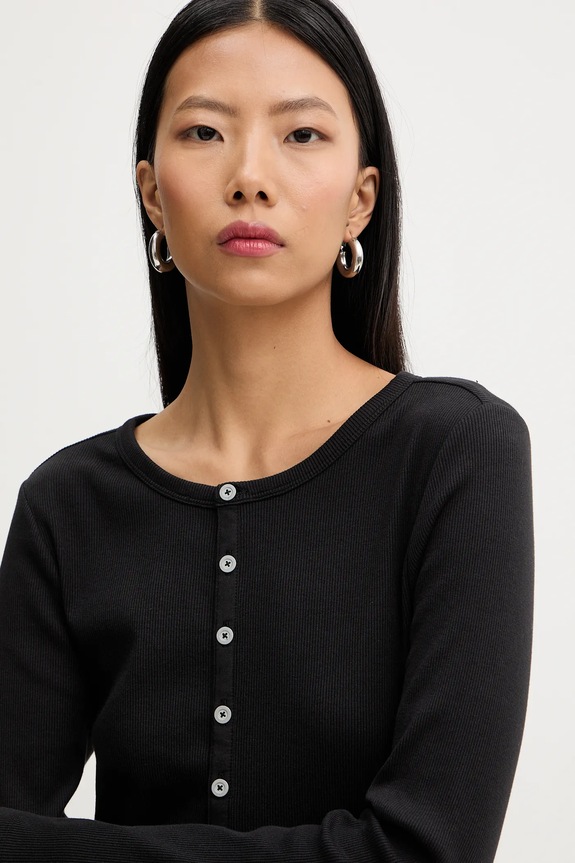 Tričko s dlhým rukávom G-Star Henley slim čierna D27975.E136