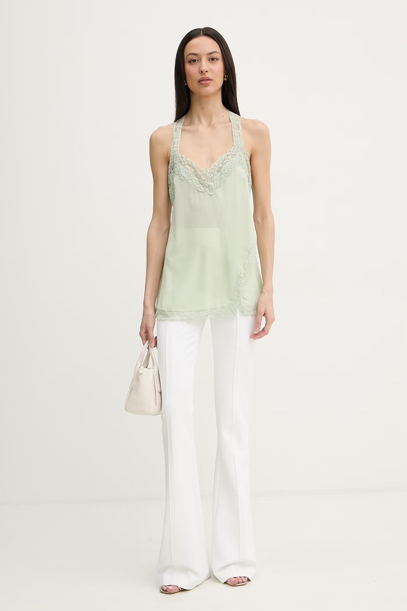 Pinko top pentru femei, din mătase 105592.A2SS verde SS26
