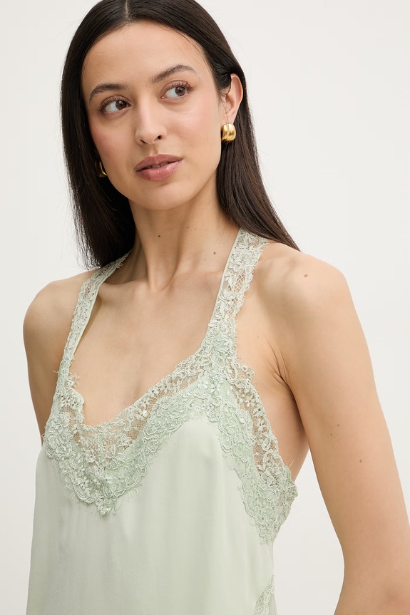Pinko top pentru femei, din mătase verde 105592.A2SS