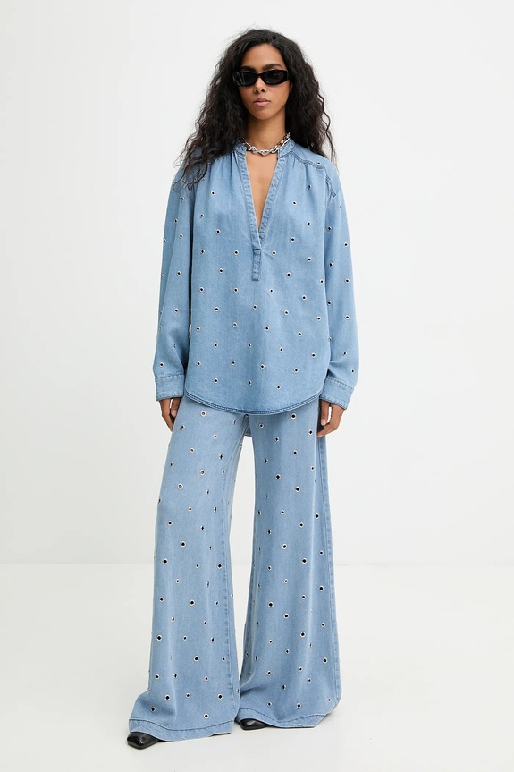 Pinko bluză subtire de blugi 105785.A33C albastru SS26