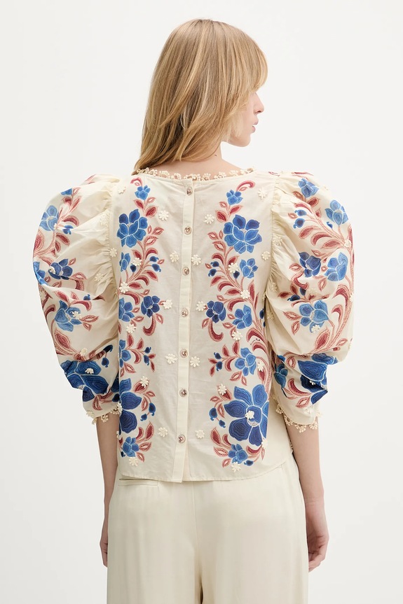 Ρούχα Βαμβακερή μπλούζα Farm Rio 344127 μπεζ