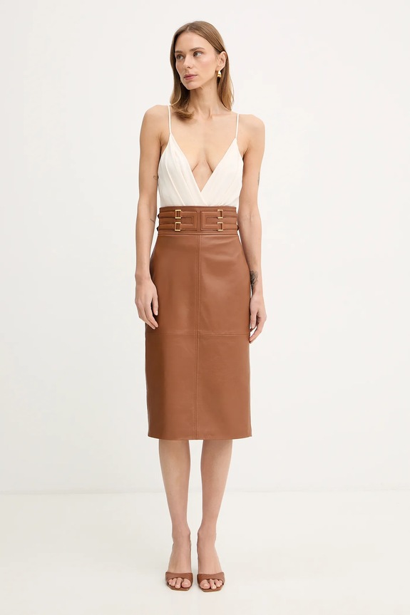 Κορμάκι Elisabetta Franchi BO01461E2 μπεζ SS26