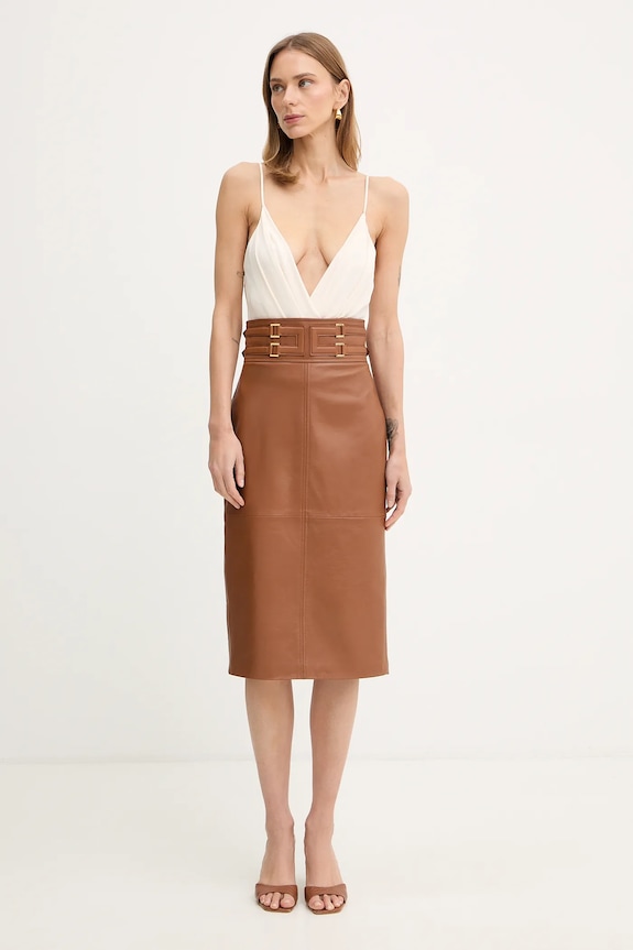 Κορμάκι Elisabetta Franchi BO01461E2 μπεζ SS26