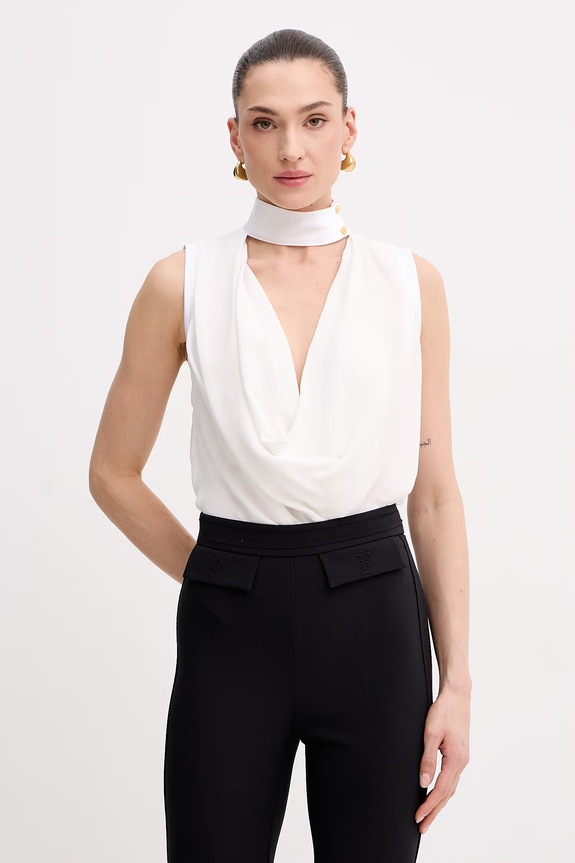 Elisabetta Franchi bluzka damska z wiskozy beżowy CA13461E2