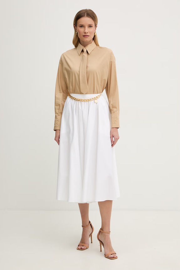 Elisabetta Franchi cămașă din bumbac CA15261E2 bej SS26
