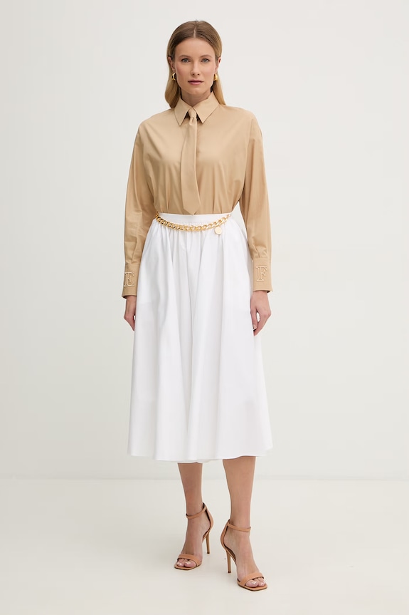 Elisabetta Franchi cămașă din bumbac CA15261E2 bej SS26