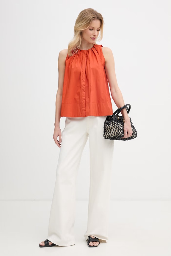 Marella košeľová blúzka dámska s bavlnou Emme by Marella 2615161042200 oranžová SS26