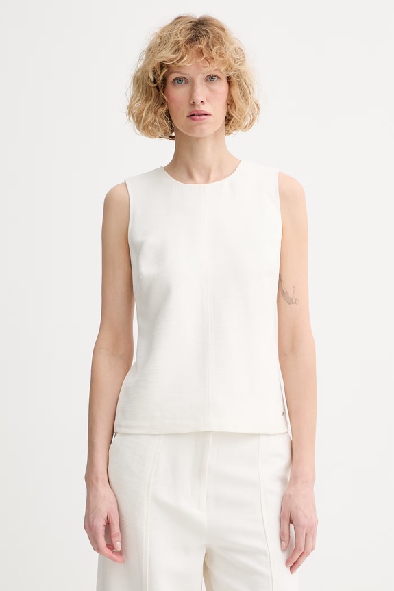Calvin Klein bluzka na ramiączkach damska z wiskozą beżowy LV044F108G