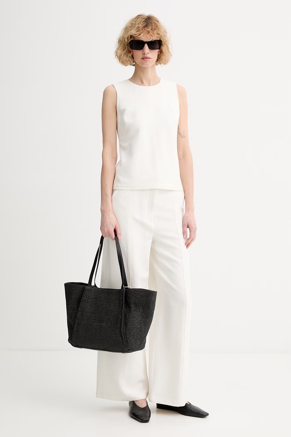 Calvin Klein bluzka na ramiączkach damska z wiskozą LV044F108G beżowy SS26