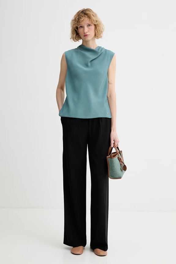 Calvin Klein top női viszkóz LV044F161G türkiz SS26
