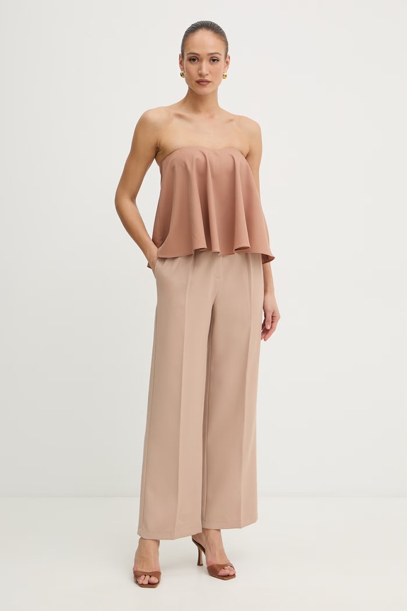 Twinset blúzka s odhalenými ramenami dámska s prímesou vlny 261TP2390 hnedá SS26