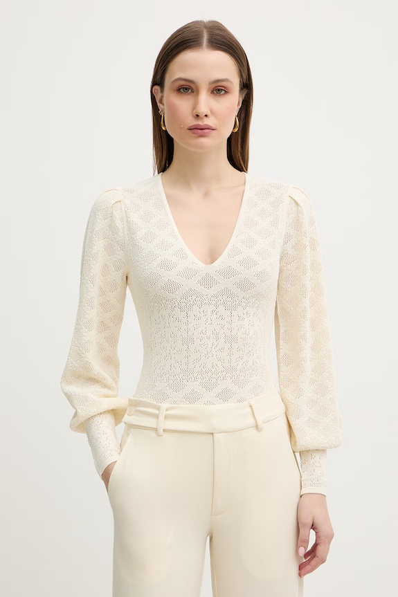Twinset γυναικείο δαντελένιο σώμα slim μπεζ 261TP3261