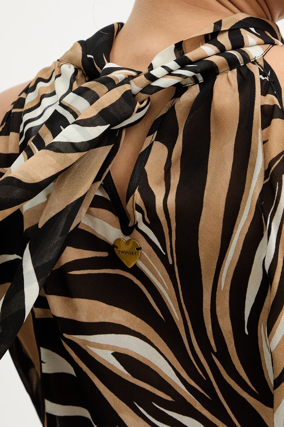 Μπλουζάκι Twinset 261LB2FCC καφέ