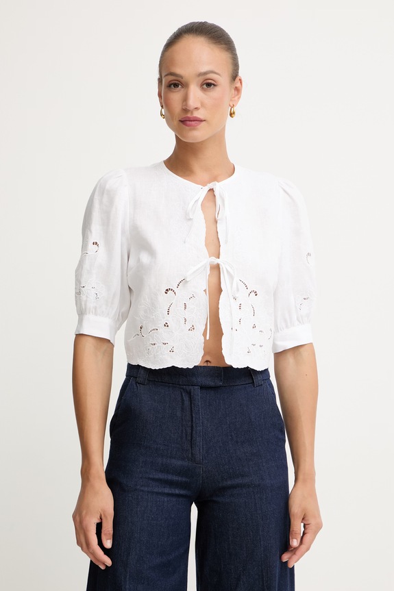 Twinset camicetta da donna con lino bianco 261TT2120