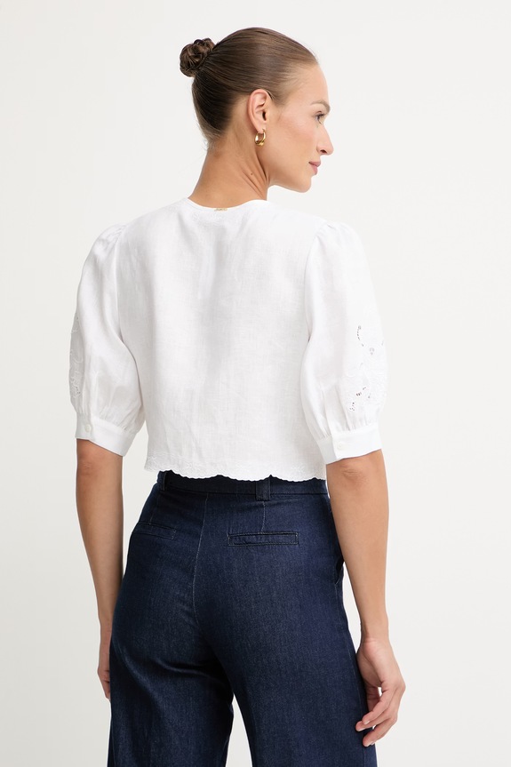 Abbigliamento Twinset camicetta da donna con lino 261TT2120 bianco