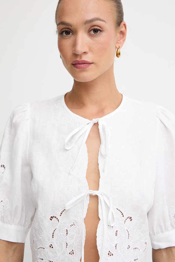 Twinset camicetta da donna con lino bianco 261TT2120