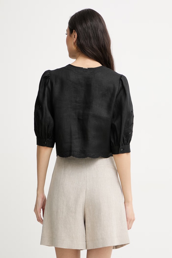 Abbigliamento Twinset camicetta da donna con lino 261TT2120 nero