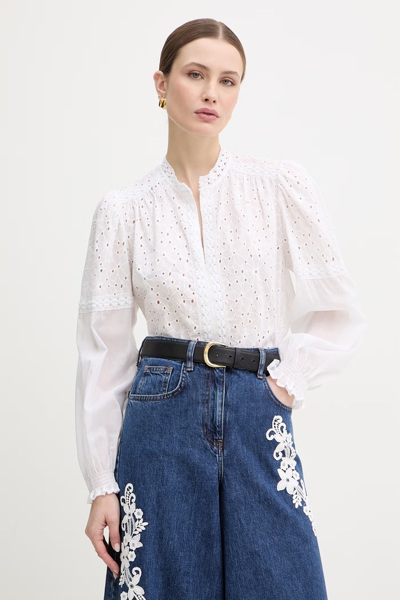 Twinset bluză de damă din bumbac uni alb 261TF2114