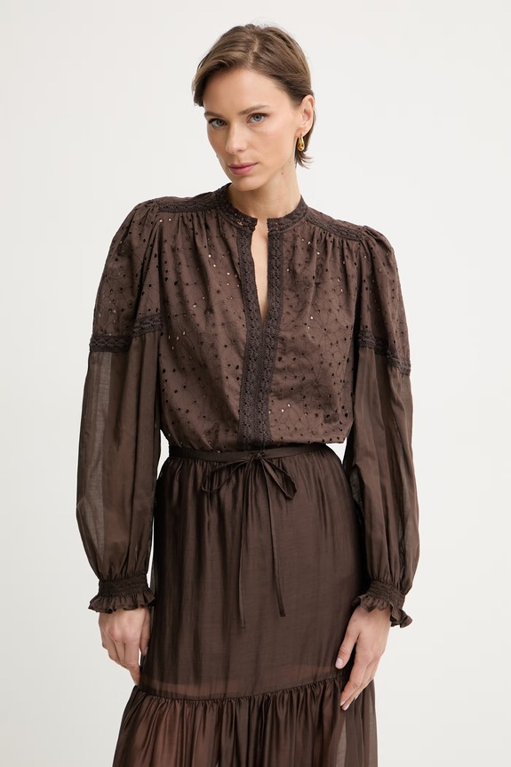 Twinset bluzka damska bawełniana bawełna brązowy 261TF2114