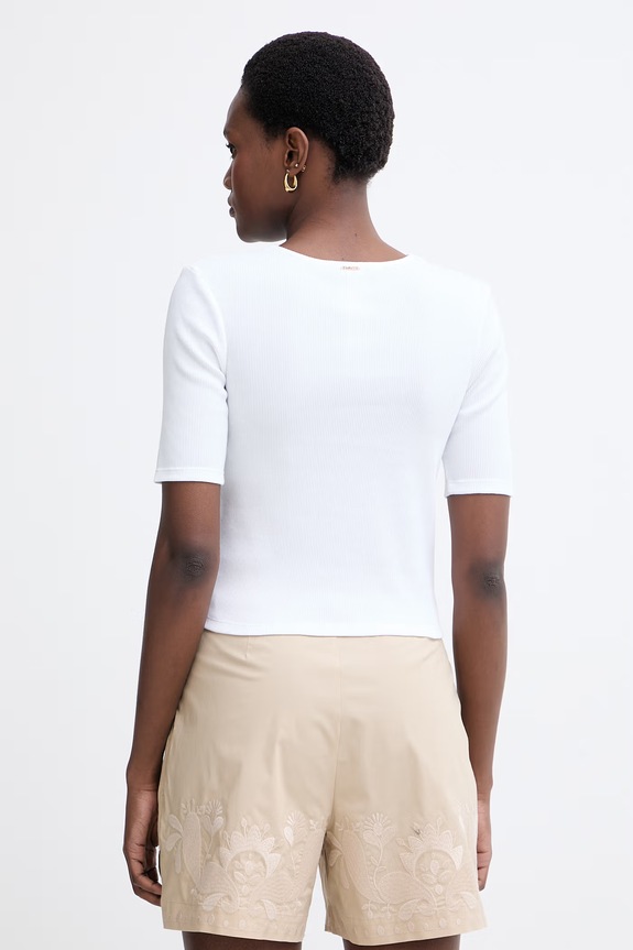 Îmbrăcăminte Twinset tricou pentru femei, din bumbac 261TT2361 alb