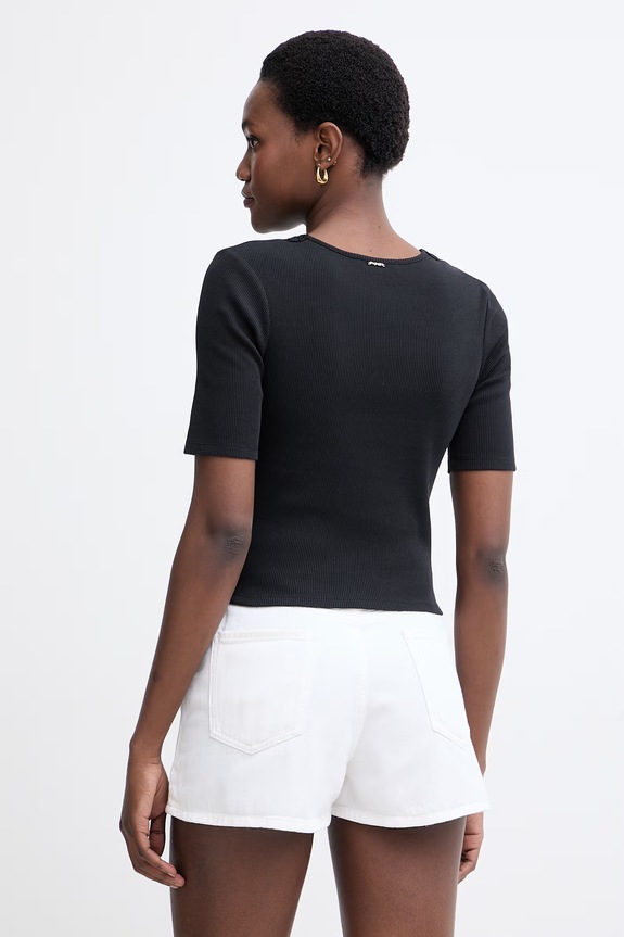 Odzież Twinset T-shirt damski bawełniany 261TT2361 czarny