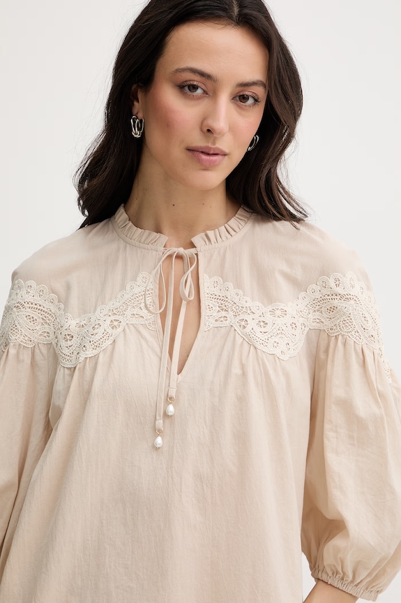 Twinset Camicetta da donna in cotone beige 261LM2DAA