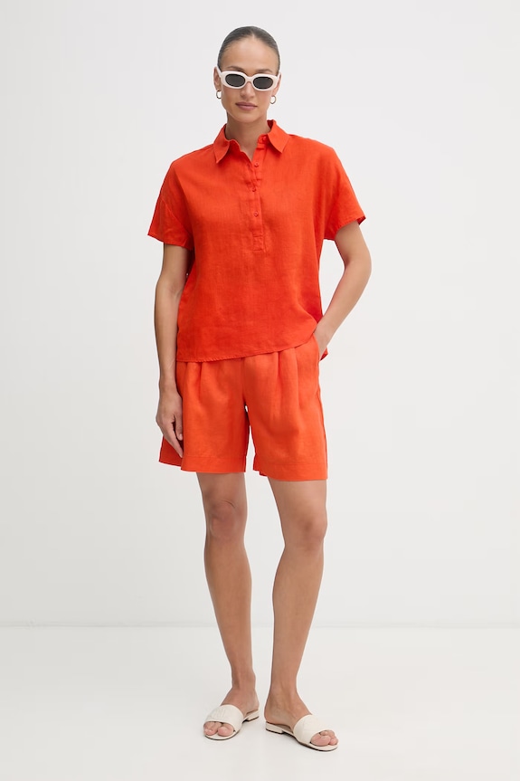 United Colors of Benetton blúzka dámska ľanová 5BMLDQ0D2 oranžová SS26