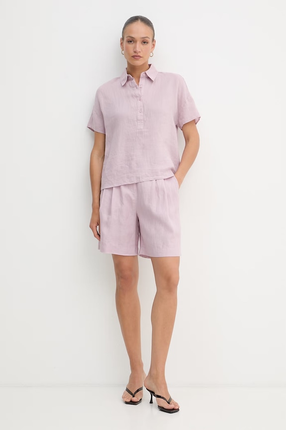 United Colors of Benetton blúzka dámska ľanová 5BMLDQ0D2 ružová SS26