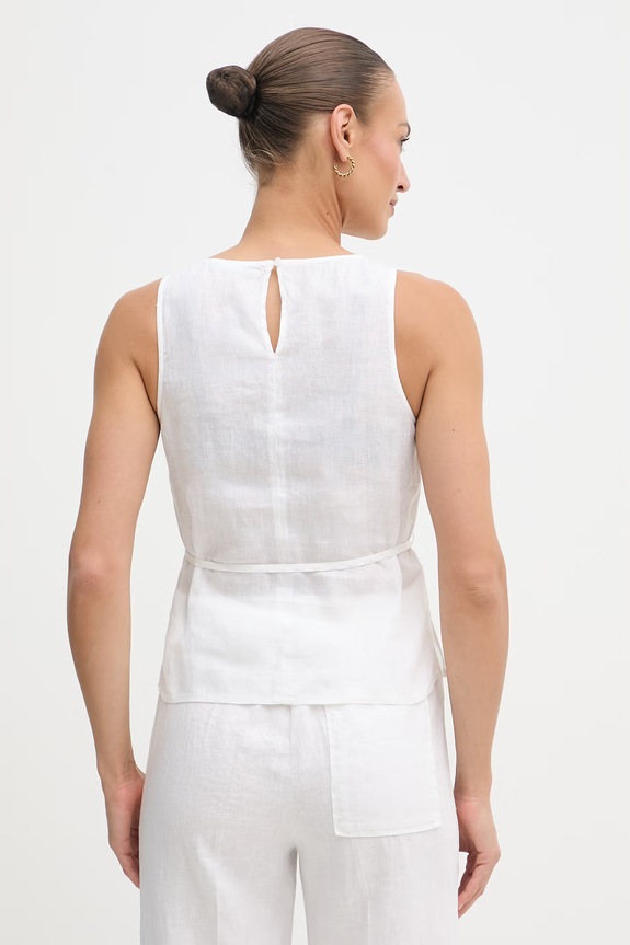Oblečenie United Colors of Benetton blúzka dámska ľanová 5BMLDQ0DZ biela