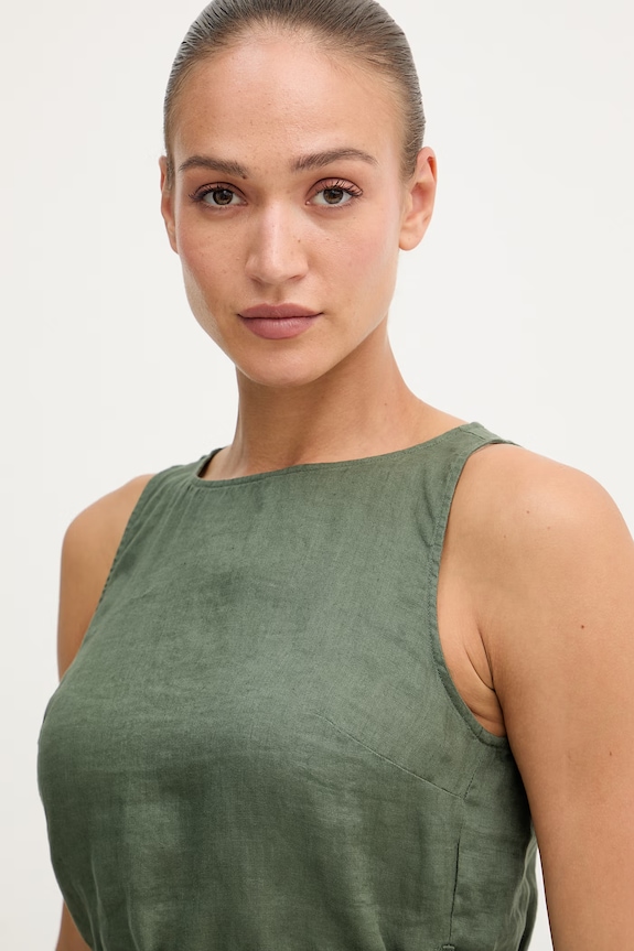 United Colors of Benetton top pentru femei din in verde 5BMLDQ0DZ