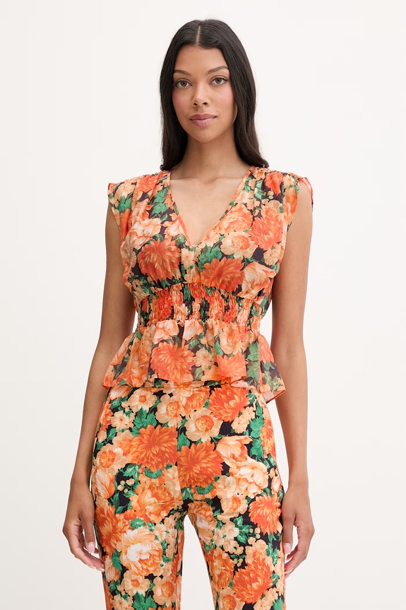 Pinko Bluza z volančki ženska z lyocellom oranžna 106898.A3BO