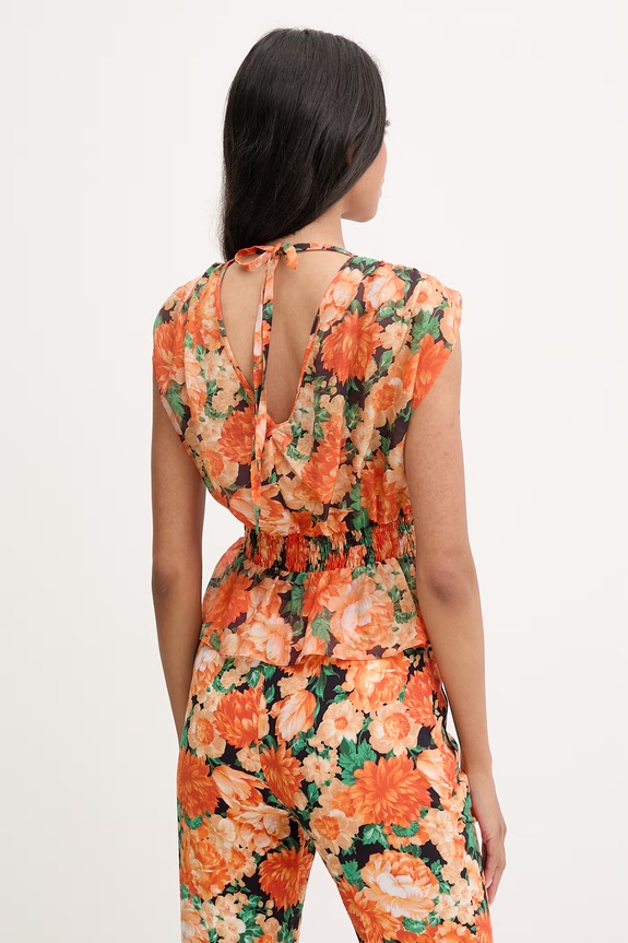 Oblačila Pinko Bluza z volančki ženska z lyocellom 106898.A3BO oranžna