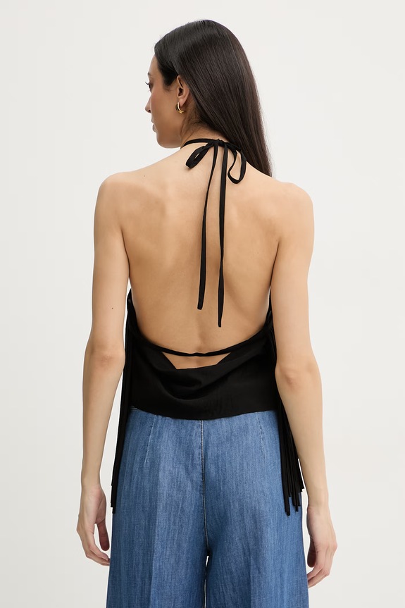 Îmbrăcăminte Pinko bluză halter pentru femei, cu vâscoză 106794.A3AY negru