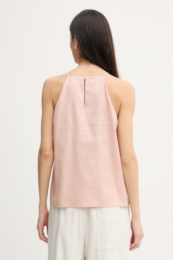 Oblečenie Calvin Klein Jeans blúzka s ramienkami dámska s ľanom LV047F119G oranžová