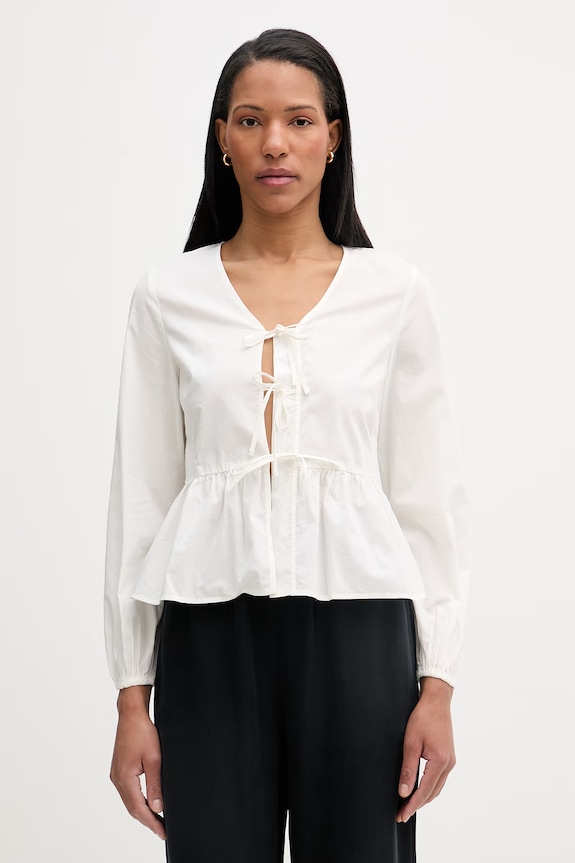 Marc O'Polo блузка с рюшами женская хлопковая бежевый 5000009553