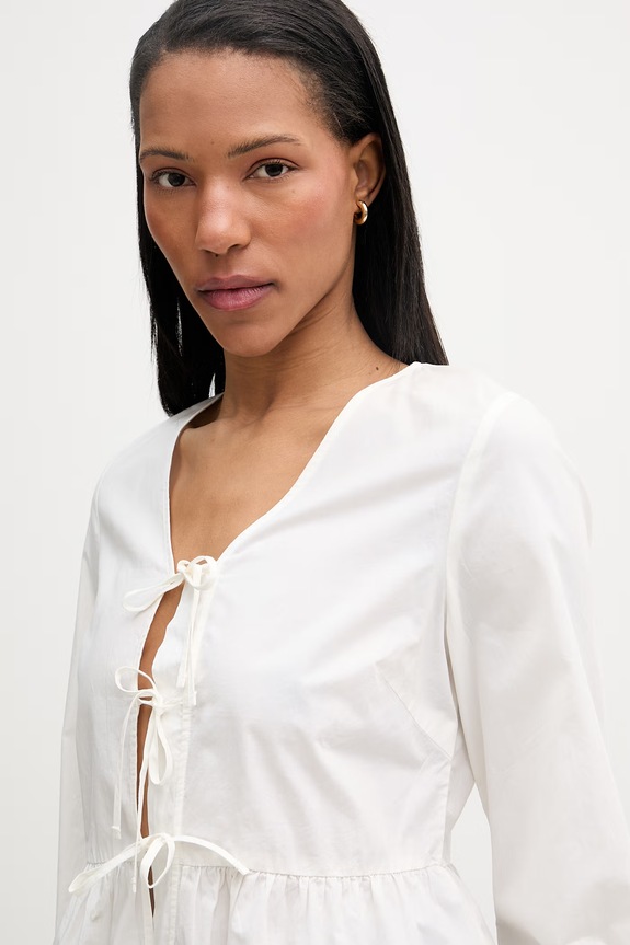 Marc O'Polo блузка с рюшами женская хлопковая бежевый 5000009553