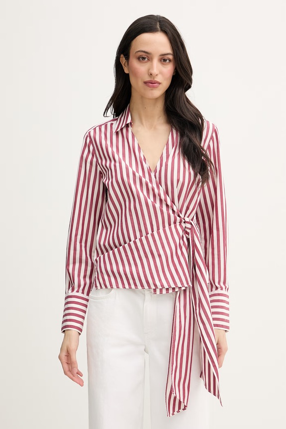 Tommy Hilfiger bluză petrecută pentru femei, din bumbac rosu WW0WW49650